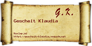 Gescheit Klaudia névjegykártya